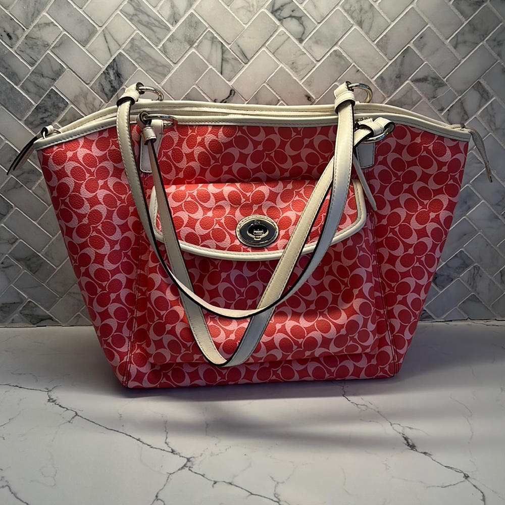 Pink large leather coach bag